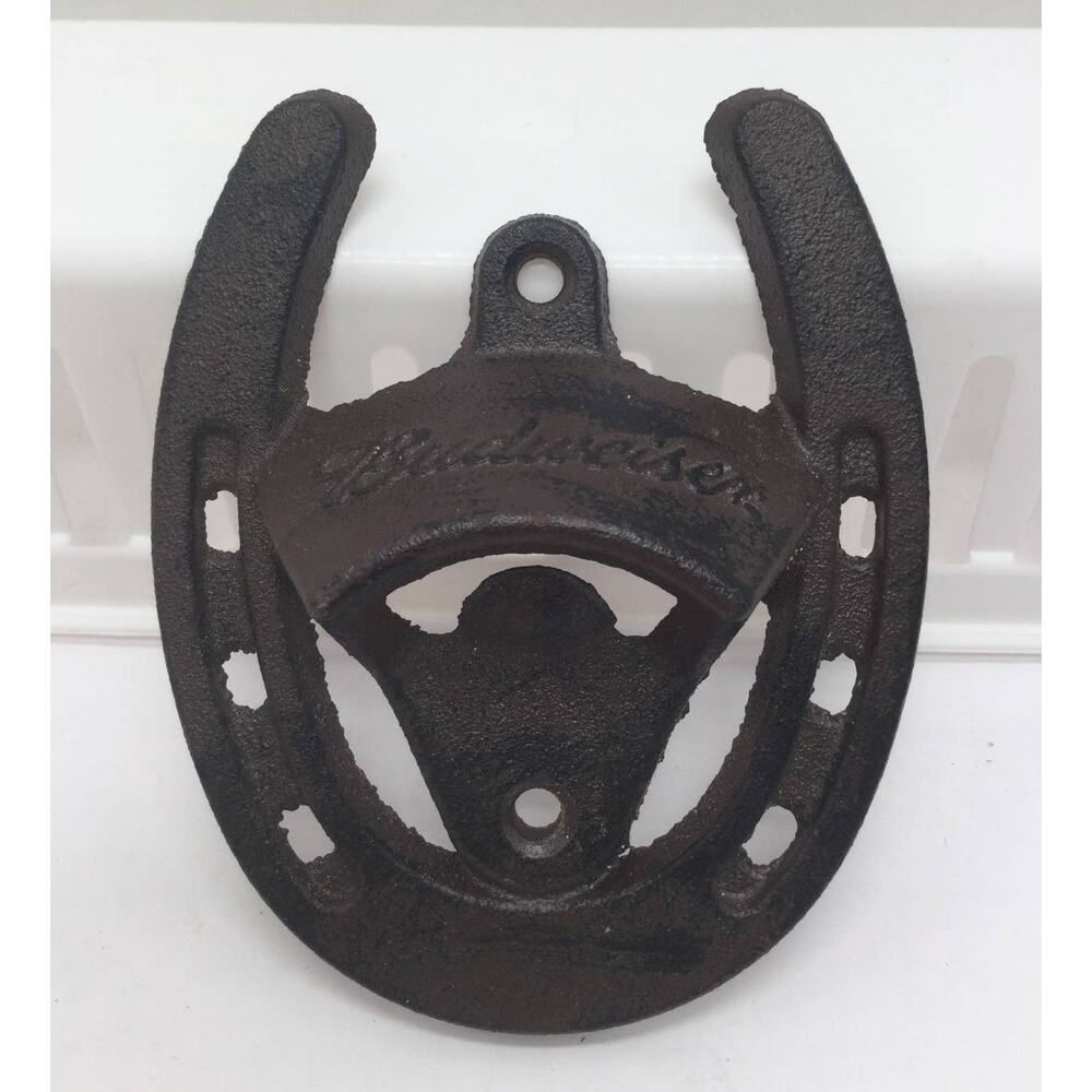 Budweiser Cast Iron Horseshoe Bottle Opener Wall Mount